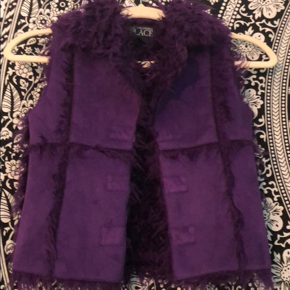 CHILDREN’s PLACE PURPLE FAUX SUEDE FURRY VESTP